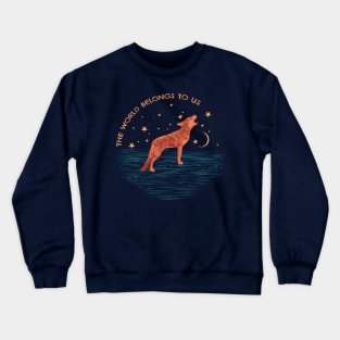 Coyote Howling At Night Linocut Style Crewneck Sweatshirt